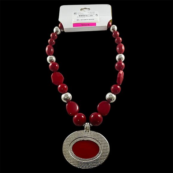 Mixit Color Large Red Pendant, Red and Silver Tone Beads, NWT, Statement Piece - Picture 4 of 7